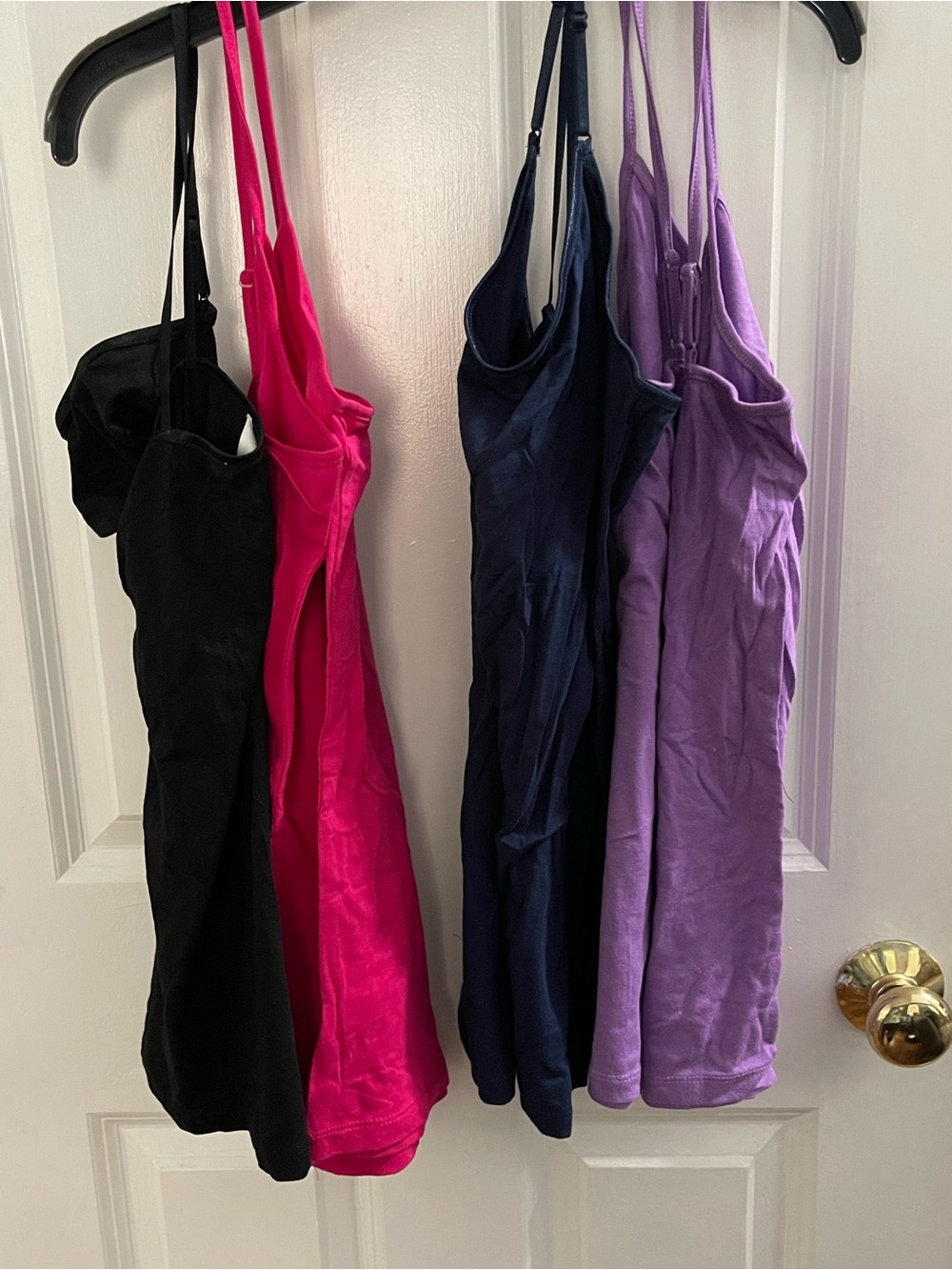 Lot of 4 Spaghetti Strap Camisole Tank Tops - Black, Hot Pink, Navy, Lavender